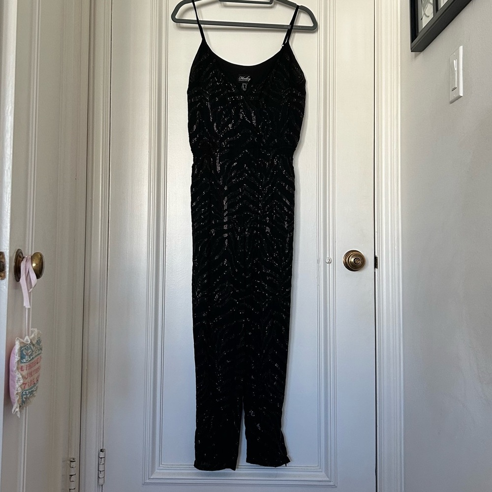 Hailey by Adrianna Papell black sparkle jumpsuit